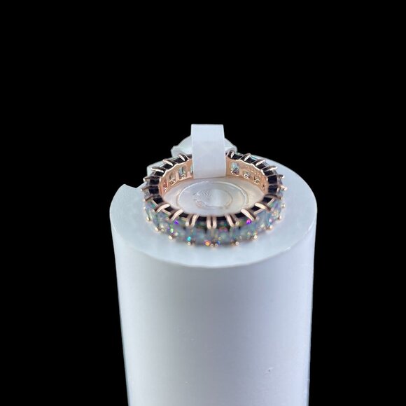 Opal Eternity Band Ring Sz 7 Rose Gold Tone Iridescent Fairycore Cottagecore - Picture 3 of 5